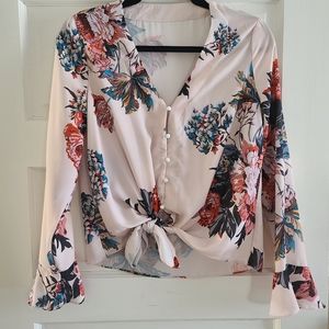 Floral Blouse with Pearl Buttons size small